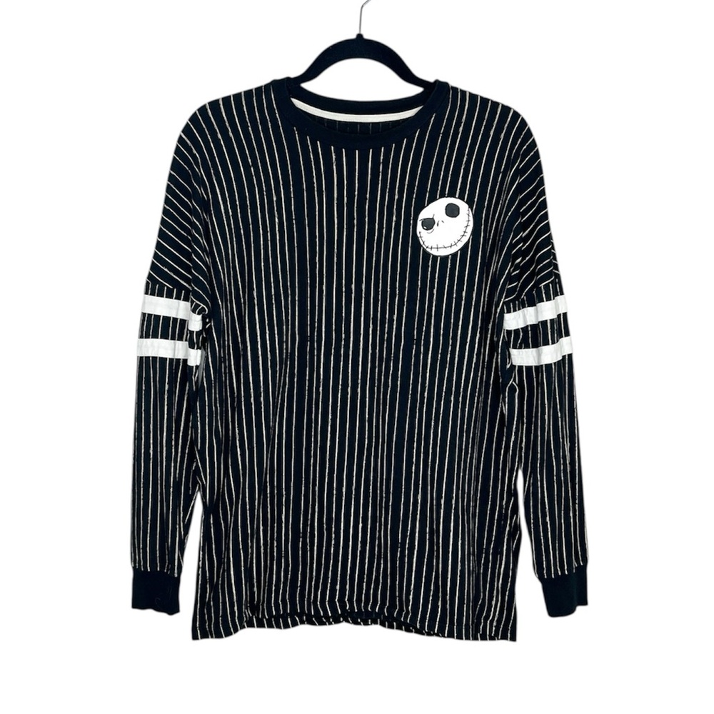 HalloweenTown Jack Skellington Black and Cream Striped Jersey Style Top size S